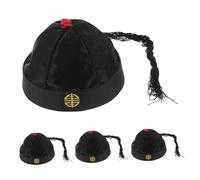Hemobllo 4 Pièces Chapeaux Costume Qing avec Queue Accessoires Cosplay pour Drame et Fête Adulte