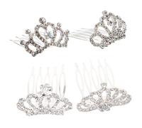 Hemobllo 4 pièces Couronnes Miniatures Strass avec Peignes Diadèmes Princesse Élégants pour Filles Accessoires Cheveux Stables pour Anniversaires et Fêtes