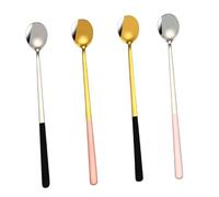 Hemobllo 4 pièces Cuillères Acier Inoxydable pour Café Thé Dessert et Assaisonnement Manches Longs Ergonomiques Résistantes Mélange Facile pour Cuisine et Service