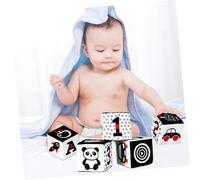 Hemobllo 4 pièces Empilable Cube pour Garçon Fille de Blocs de Construction Noir et Blanc Jeu Éveil pour Développement Cognitif et Reconnaissance des Formes Cadeau Éducatif Nés