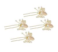 Hemobllo 4 pièces Épingles à Cheveux U avec Perles Accessoires Élégants pour Chignons et Doré