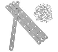 Hemobllo 4 Pièces Équerre Plate en Acier Inoxydable 245mm 8 Trous et Vis de Fixation, Support Stable et Design Polyvalent pour Réparation et Assemblage Bois