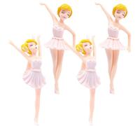 Hemobllo 4 Pièces Figurine de Fille Danseuse de Ballet en Pvc Blanc pour Décoration de Gâteau D'anniversaire Bureau, Topper Gâteau Ballerine Élégante