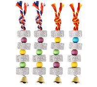 Hemobllo 4 Pièces Jouets pour Oiseaux Meules à Bec Jouets à Mâcher pour Perroquets avec Cloches Accessoires pour Cage