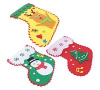 Hemobllo 4 pièces Kit Matériel pour Chaussettes de Noël Non Tissé Création Manuelle Garçon Fille Décoration Festive DIY Modèles Cartoon pour Maternelle et École