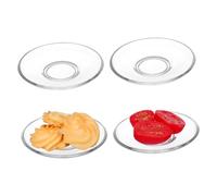 Hemobllo 4 pièces Lot de Assiettes Rondes Verre Transparent Soucoupes Café Décoratives Multifonctions pour Thé Snacks Maison et Restauration Design Simple et Écologique Réutilisable