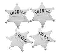 Hemobllo 4 Pièces Lot de Badges Étoile de Shérif Alliage de Zinc Épingles Broches Western pour Décorations de Fête Cowboy Accessoires Cosplay Halloween et Déguisements