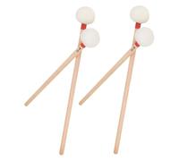 Hemobllo 4 Pièces Maillets Percussion à Tête Feutrée Blanche Baguettes Bois Naturel Rouge pour Timbales Bâtonnets Percussion Doux pour Débutants et