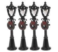 Hemobllo 4 pièces Mini Lampadaires de Noël pour Maison de Poupée Décor Miniature de Rue Modèle de Lampadaire de Paysage Micro pour Décoration de Jardin et Village de Noël