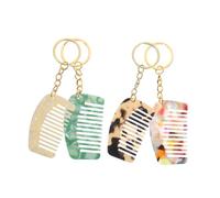 Hemobllo 4 pièces Peigne Miniature Porte Clé Lot de Peignes Démêlants Acétate pour Types de Cheveux Accessoire Pratique avec Anneau Métallique Styles Variés et Design