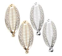 Hemobllo 4 pièces Pince Cheveux Banane Forme de Poisson Lot de Clips Résistants pour Queue de Cheval Fixation Forte Dorées et Argentées