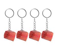Hemobllo 4 pièces Porte-clés Imitation Nourriture Forme de Cube de Bœuf Pendentif Décoratif pour Sac Porte-clés Suspendu Réaliste et Original