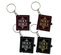 Hemobllo 4 pièces Porte-clés Mini Bible Pendentifs Décoratifs Cuir et Accessoires Sac à Main de Fête Chrétiens