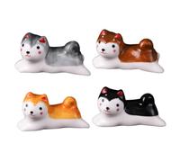 Hemobllo 4 pièces Repose-Baguettes Céramique Chien Shiba Inu Décor de Table Porte Baguettes Cuillère Fourchette pour Cuisine et Repas