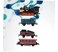 Hemobllo 4 pièces Set de Trains Rétro Alliage Modèle Vapeur à Traction Manuelle Jouets Éducatifs pour Garçons et Filles Coffret Connectable sans Pile Aux Chocs Cadeau Garçon Fille Vintage