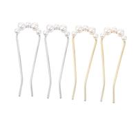 Hemobllo 4 pièces U Shape Pearl Hairpin Set Elegant Hair Accessories For Women Simple Chic Hair Forks For Wedding Braids And Daily Use
