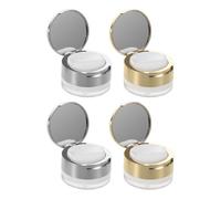 Hemobllo 4 Pots Rechargeables pour Poudre Visage 6 G avec Houppettes Mini Boîtes Rondes Argenté et Or Étui Compact Hermétique pour Voyage et Retouches Maquillage