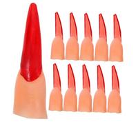 Hemobllo 40 Faux Doigts de Sorcière Halloween Ongles Rouges 4 Paquets de 10 Pièces Accessoires Effrayants pour Cosplay Décoration de Fête et Costume Zombie