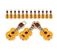Hemobllo 40 Pièces Breloque Guitare en Alliage Émaillé, Orange | Chaînons et Fermoirs Inclus, Finition Lisse, pour Bracelets et Projets Créatifs, Touche Musicale