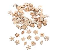 Hemobllo 400 Pièces Décorations en Bois pour Activités Créatives Garçon et Filles Non Peintes Formes Fleurs Feuilles et Herbes Peinture et Assemblage Bois Naturel