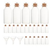Hemobllo 43 Pièces Lot de Mini Bouteilles Verre avec Bouchons Liège Étanches Flacons Transparents pour DIY Décorations Suspendues Souvenirs Personnalisés et Art du Sable