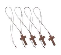 Hemobllo 4pièces Collier Croix Bois Lot De Pendentif Crucifix Rétro Avec Cordon Ajustable Bijou Religieux Pour Homme Femme Décoration Véhicule