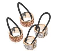 Hemobllo 4pièces Elastiques Cheveux Strass Pour Queue De Cheval Simple Ponytail Buckle Accessoires Femmes Filles Résistants Et Créatifs Couleurs Doré Clair Et Argent