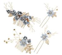 Hemobllo 4pièces Peignes Mariage avec Ornement Floral Accessoires Coiffure pour Mariée Set de Peignes Décoratifs avec Strass
