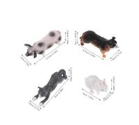 Hemobllo 4pièces Statuette de Chat Figurine de Chien Lapin et Cochon Plastique pour Décorer Gâteau et Jeu Éveil Garçon Fille