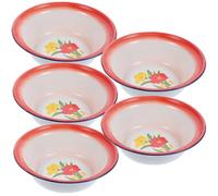 Hemobllo 5 Pièces Bol Vintage en Émail Rouge, Style Ancien | Léger et Compact, Usage Camping ou Pique-niques, Finition Élégante, Vendu en Lot de Set de Pièce Style Aléatoire