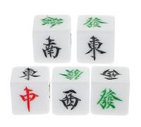 Hemobllo 5 pièces Dés Mahjong Acrylique pour Jeux de Société et Accessoires de Plateau Dés de Direction Vent Est Sud Ouest Nord pour Fête et Divertissement