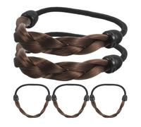 Hemobllo 5 pièces Élastiques Cheveux Synthétiques pour Queue de Cheval Bandes Tressées Résistantes Marron pour Femmes et Filles Accessoires Postiches Quotidien et Fêtes