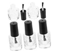 Hemobllo 5 pièces Flacon Vide de Vernis à Ongles avec Pinceau Lot de Bouteilles Carrées Transparentes pour DIY Nail Art