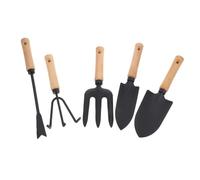 Hemobllo 5 pièces Outils de Jardinage Pratiques Acier avec Manches Bois Pelle Large Pelle Étroite Râteau à Dents Fourche à Aérer Coupe-Racines Outils Durables pour Jardinage Extérieur et