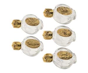 Hemobllo 5 Pièces Petite Bouteille d'eau Bénite en Verre 0,5 Oz Étanche | Format Rond Compact, Verre Transparent et Abs, Usage Église ou Autel Domestique, Couleur Or