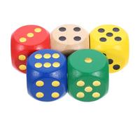 Hemobllo 5 pièces Set de Dés Bois Ronds pour Jeux Éducatifs et Familles et Portable pour Jeux de Mots et Apprentissage