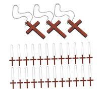 Hemobllo 50 Ensembles Lot de Pendentifs Croix Naturel avec Chaînes Acier Inoxydable Décoration de Noël Religieuse Américaine Souvenirs de Baptême et Festifs