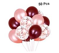 Hemobllo 50 pièces Ballons Latex Simple et Confettis pour Décoration de Mariage et Anniversaire Rouge Vin Or Rose Or Rose Confettis Ballons Fête et Faciles à Installer