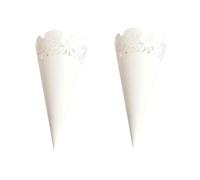 Hemobllo 50pcs Papier D'emballage pour Bouquet de Cône Blanc Motif Dentelle Ajourée Élégant, Auto-adhésif, pour Fleurs Séchées et Pétales de Rose en Fêtes