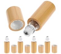 Hemobllo 5ml Flacon Roll-on D'huile Essentielle Lot de 5, en Bambou | Bille en Verre, Format Compact Rechargeable, Démontable, Étanche et Pratique pour Voyages
