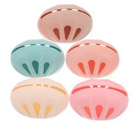 Hemobllo 5pièces Pochette de Rangement Silicone pour Éponges à Maquillage Boîte de Voyage Compacte avec Ouverture Rapide une Seule Main Design Motif Couleurs Rose Kaki Blanc Bleu et Rose Fo