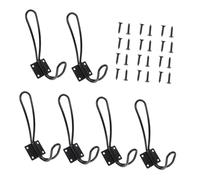 Hemobllo 6 ensembles Lot de Crochets Muraux Fer Antique Double Patère Vintage avec Vis Robuste et Décoratif pour Vêtements Porte-manteaux et Rangement Multifonctionnel