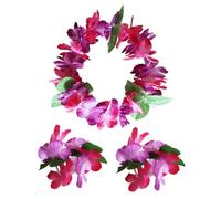 Hemobllo 6 ensembles Set de Guirlandes de Fleurs Hawaïennes Épaisses pour Cheveux et Bracelets Poignet Accessoires Plage et Fête Tropicale Couronnes Réalistes pour Mariage Luau Photobooth