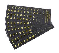 Hemobllo 6 Feuilles Stickers de Clavier Universels Anglais Autocollants pour Ordinateur Accessoires de Clavier avec Lettres Jaunes sur Fond Design Mat et Durable