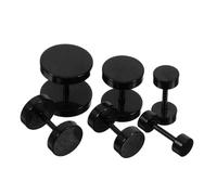 Hemobllo 6 pièces Boucles Oreilles Barbell Acier Noir Mat Ensemble Punk Unisexe Clous Oreilles Faux Gauge pour Hommes et Femmes Accessoires Mode Multifonctions pour Fêtes et Tenues