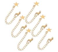 Hemobllo 6 pièces Chaîne Rallonge Accessoires Acier Inoxydable Plaqué Or avec Fermoirs à Clé et Breloques Étoiles Rallonge pour Bracelets et Colliers Fabrication Bijoux Polyvalents