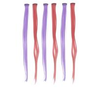 Hemobllo 6 pièces Clip-in One Piece Colored Hair Streaks Extensions Long Natural Look Heat Resistant Fiber For Parties And Daily Use
