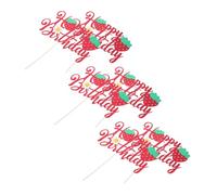 Hemobllo 6 Pièces Décorations Gâteau Fraise Paillettes Cake Topper Réutilisable pour Anniversaire Fille Sweet One Décor Thème Fraise et Fleurs pour Fête Première Année
