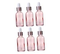 Hemobllo 6 pièces Flacons en verre couleur pêche avec pipette anti-fuite pour huiles essentielles cosmétiques et voyage 100 ml 6 pcs anneau doré rose