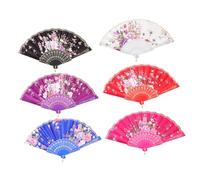 Hemobllo 6 pièces Lot de Éventails à Main Élégants Soie Pliables et Pratiques pour Danse Accessoires Photo et Décoration d'Été